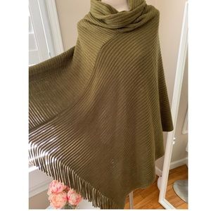 Warm Olive fringe poncho